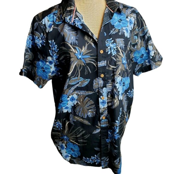 Iron Co Short Sleeve Button Front Island Floral Shirt Size L - Picture 1 of 8